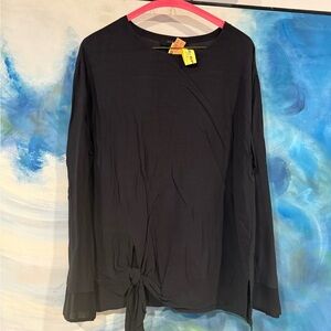 Allsaints Black Women's Top with Tie Detail